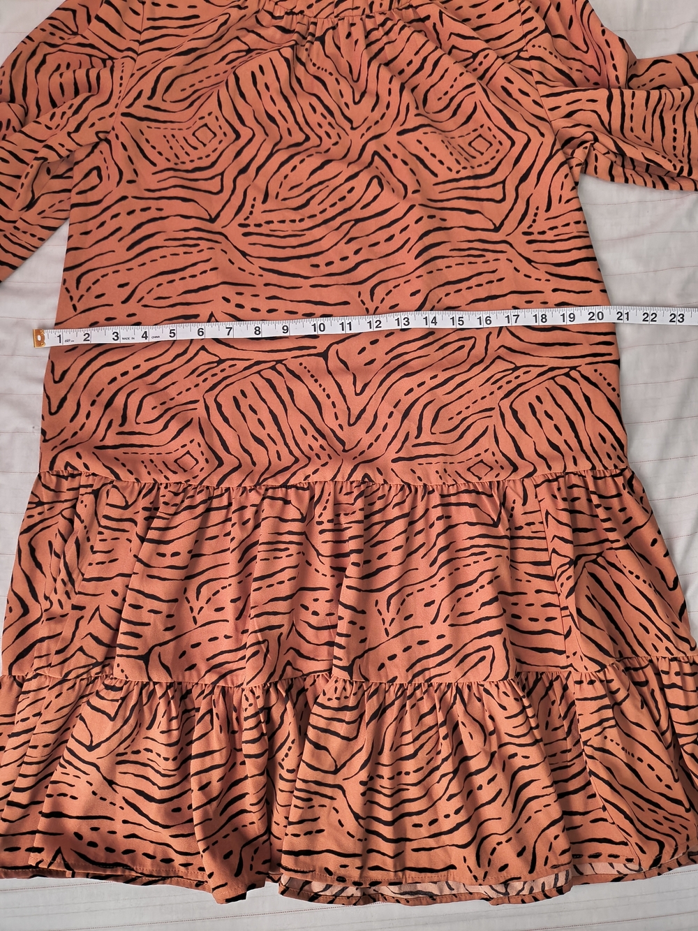 Nine West Rust Patterned Tiered Mini Dress Size S - Picture 6 of 9